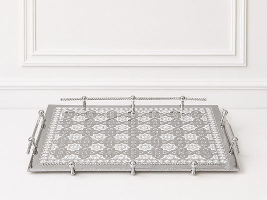 Plateaux Artisanale Marocain en Cuivre revêtu en Inox _ Argenté