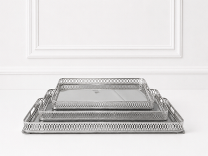 Set de Plateaux Argentés Ajourés – Élégance Intemporelle & Finition Chic