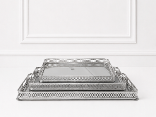 Set de Plateaux Argentés Ajourés – Élégance Intemporelle & Finition Chic