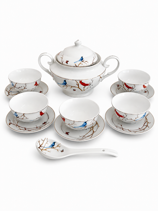 Service a Soupe Oiseaux pour 6 Personnes
