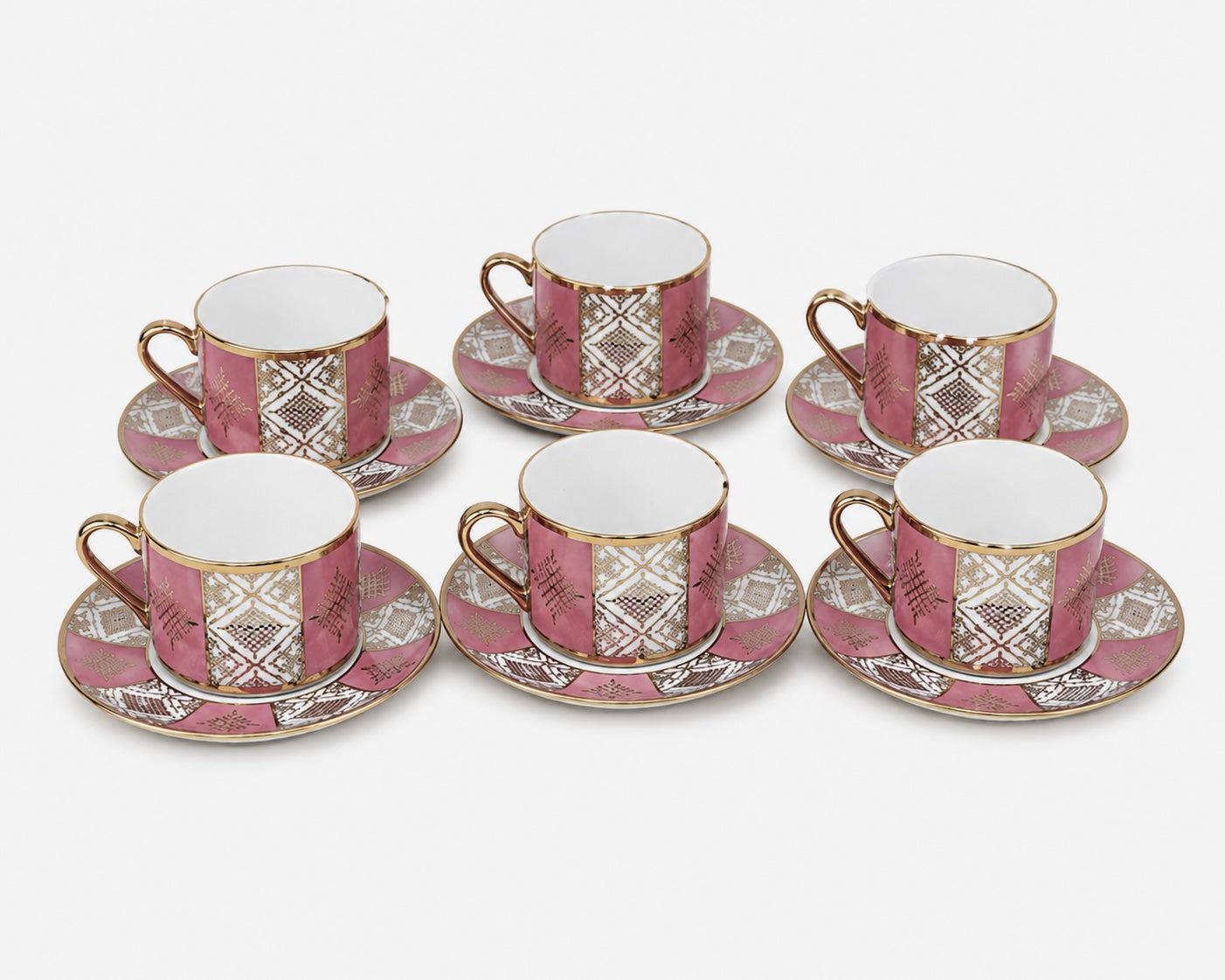 Tasses à Café au Lait Beldi Marocaines – Motifs Traditionnels & Finition Dorée