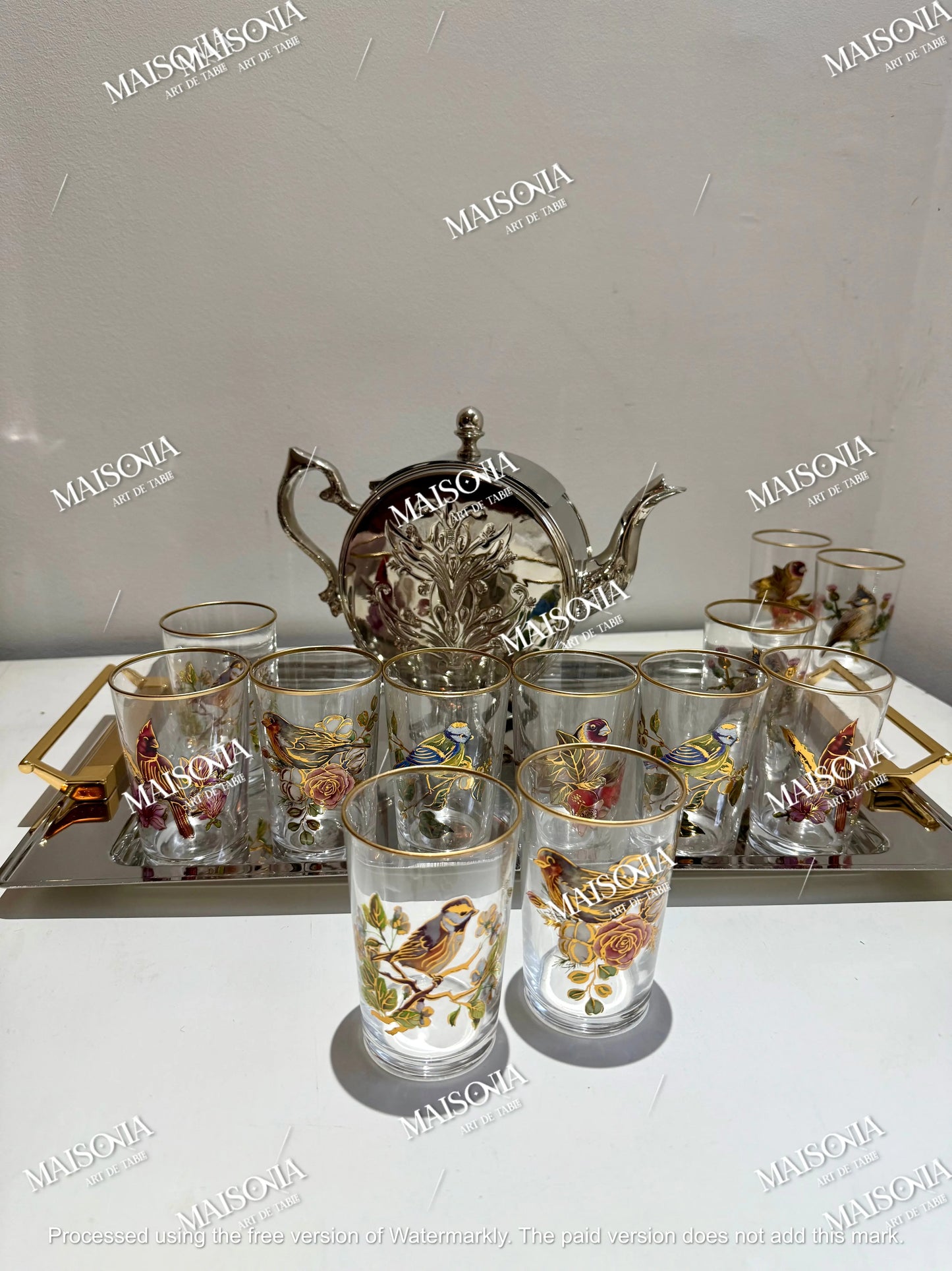 12 verres motif Oiseaux