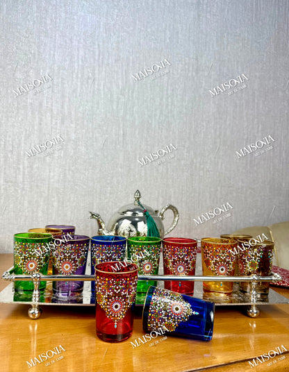 Verres à Thé Beldi Marocains – Motifs Traditionnels & Élégance Dorée