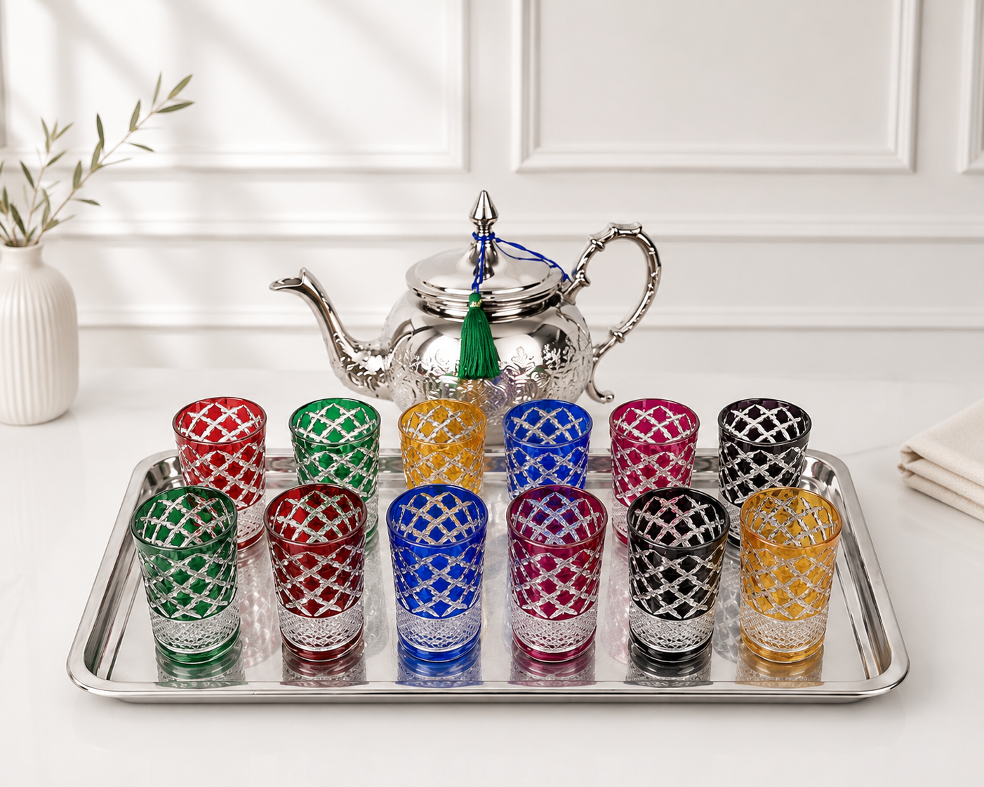 12 Verres à thé en Verre Cristallin