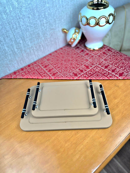 طقم صينيتين من الجلد الصناعي - أدوات مائدة مغربية