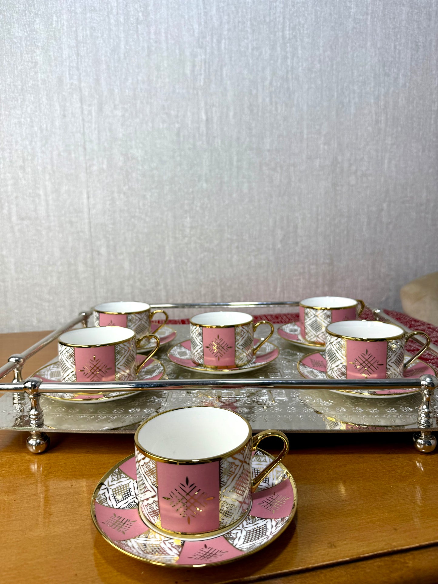 Tasses à Café au Lait Beldi Marocaines – Motifs Traditionnels & Finition Dorée