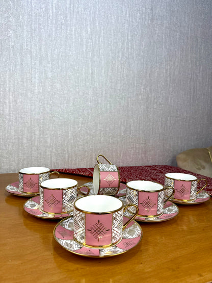 Tasses à Café au Lait Beldi Marocaines – Motifs Traditionnels & Finition Dorée