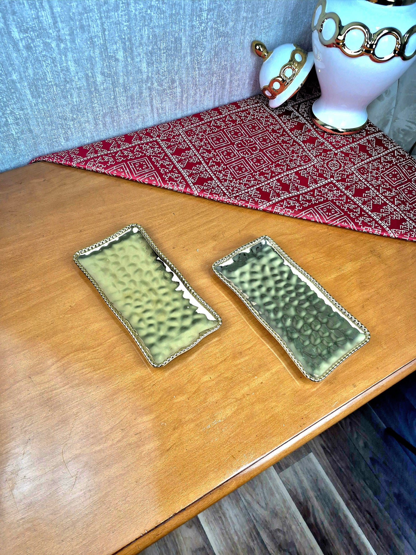 Assiette Rectangulaires Dorés – Décoration & Service Chic | Maroc _ Par Unité