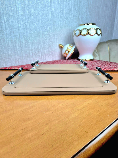 طقم صينيتين من الجلد الصناعي - أدوات مائدة مغربية