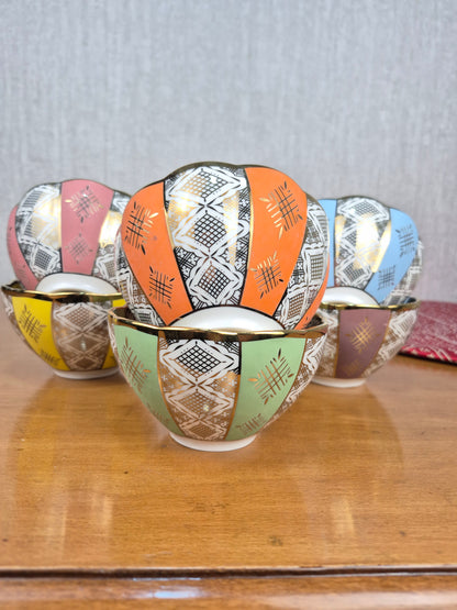 Bols Beldi Marocains Multicolores – De 15cm _ Artisanat Traditionnel & Finition Dorée