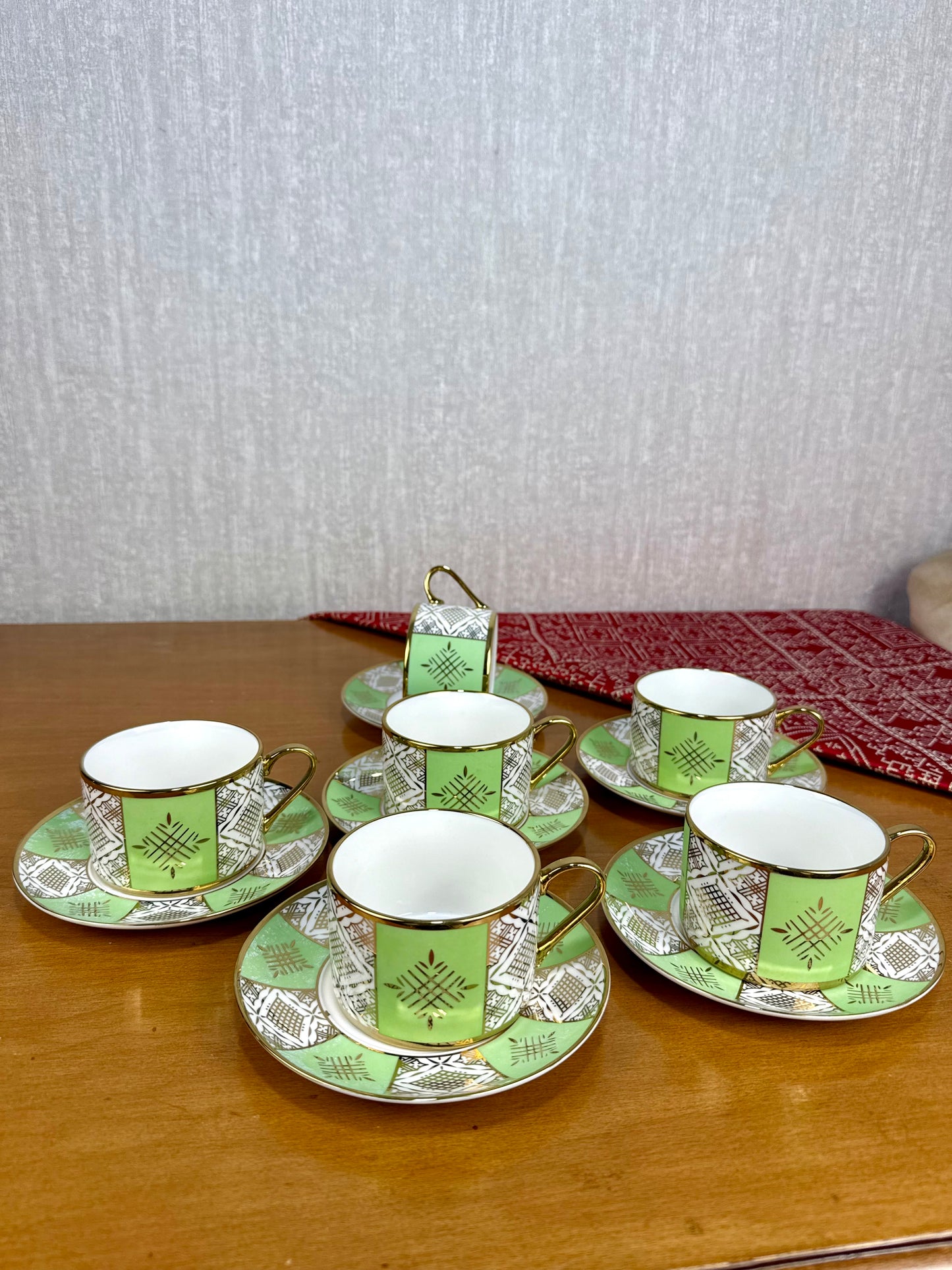 Tasses à Café au Lait Beldi Marocaines – Motifs Traditionnels & Finition Dorée