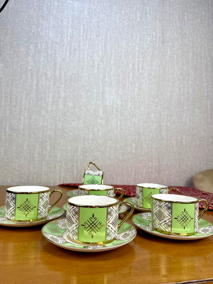 Tasses à Café au Lait Beldi Marocaines – Motifs Traditionnels & Finition Dorée