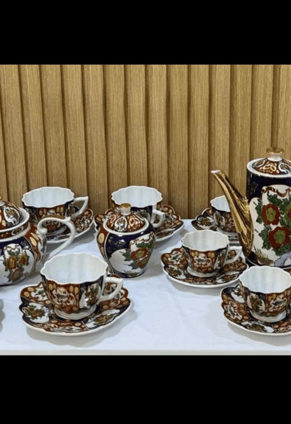 Service à thé/café Taous 7or de 32 pièces – Motif Floral coquille