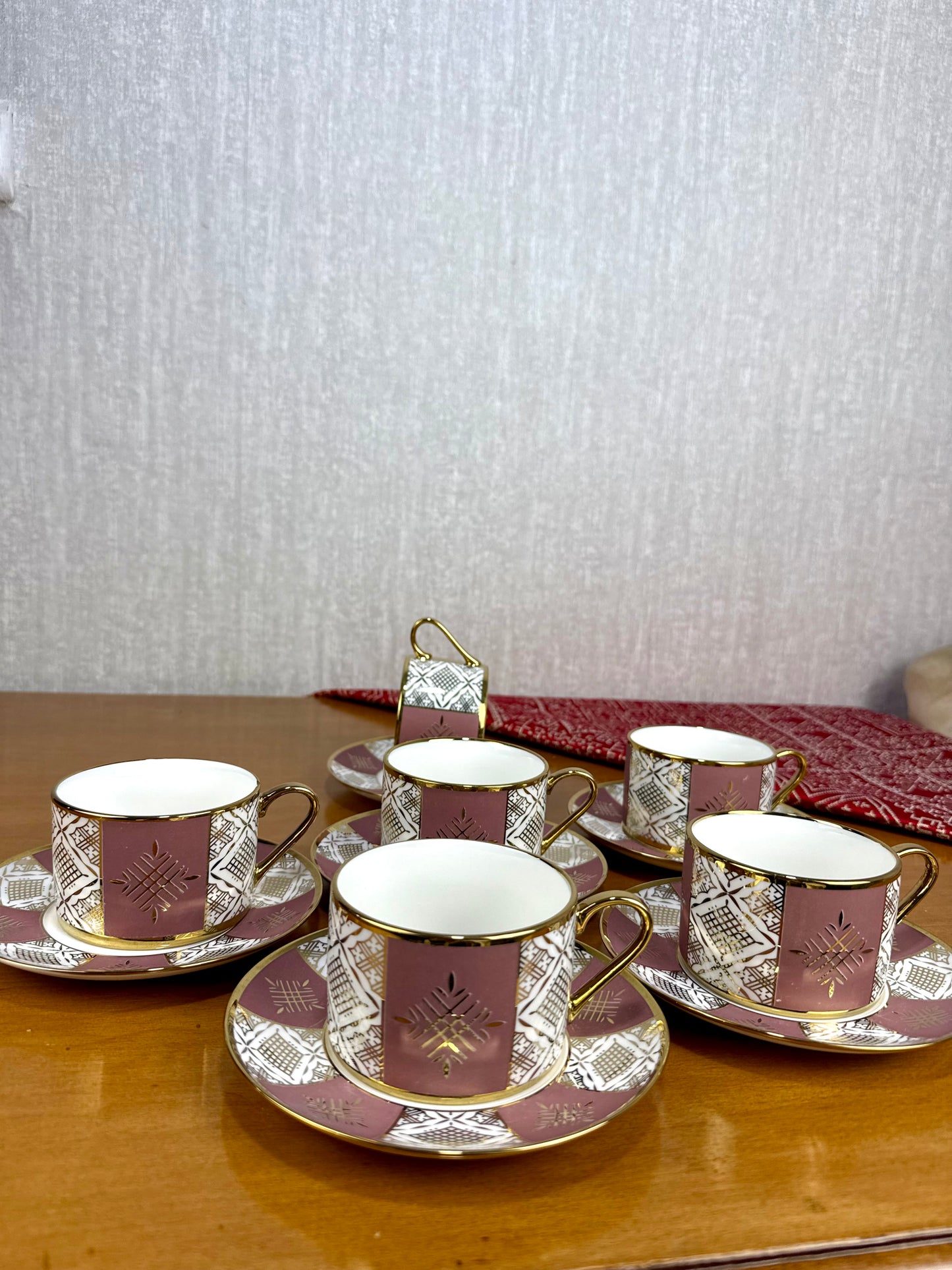 Tasses à Café au Lait Beldi Marocaines – Motifs Traditionnels & Finition Dorée