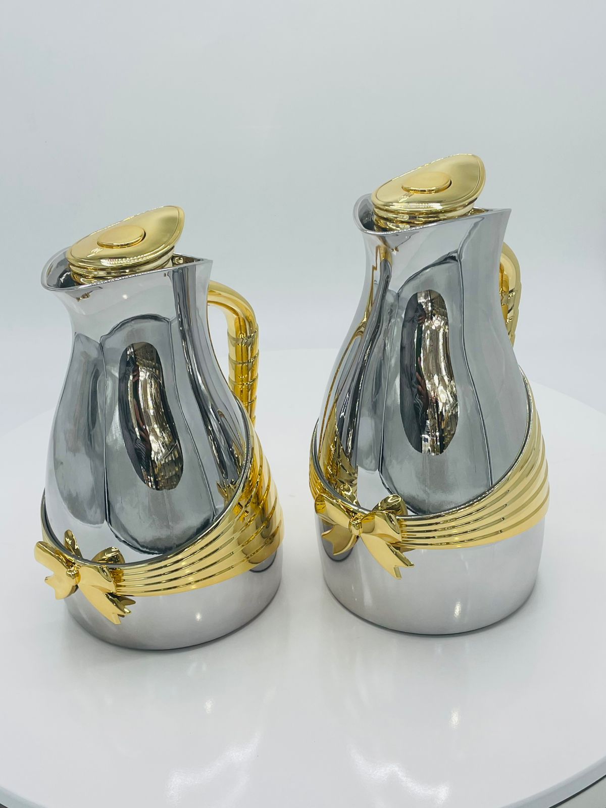 ترمس فاخر مزدوج من الفضة والذهب - تصميم ملكي - قطعتان