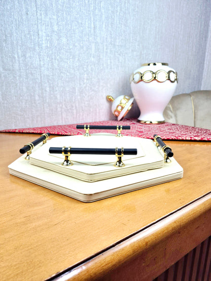 طقم صينيتين من الجلد الصناعي - أدوات مائدة مغربية