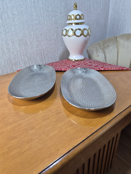 Assiette ovale _ Argenté - Par Unité