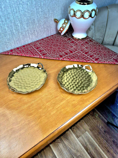Assiettes rond  Dorés – Décoration & Service Chic | Maroc _ Par Unité