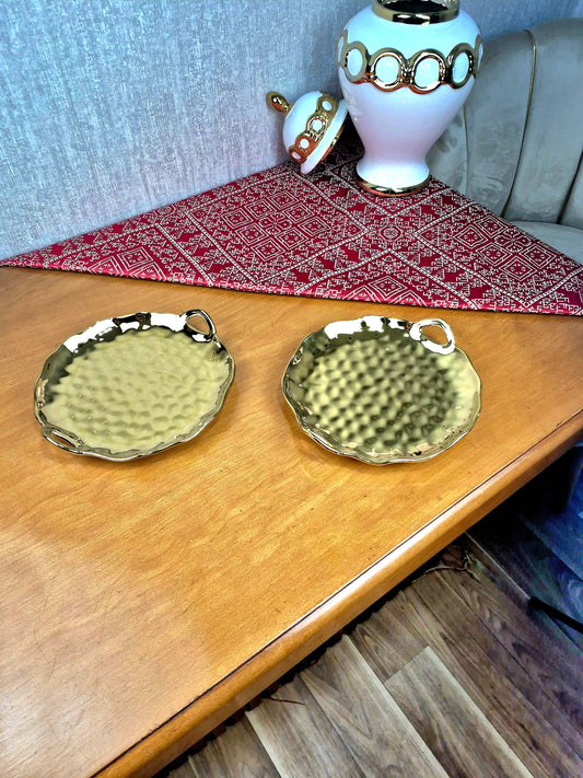 Assiettes rond  Dorés – Décoration & Service Chic | Maroc _ Par Unité