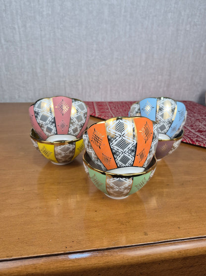 Bols Beldi Marocains Multicolores – De 15cm _ Artisanat Traditionnel & Finition Dorée