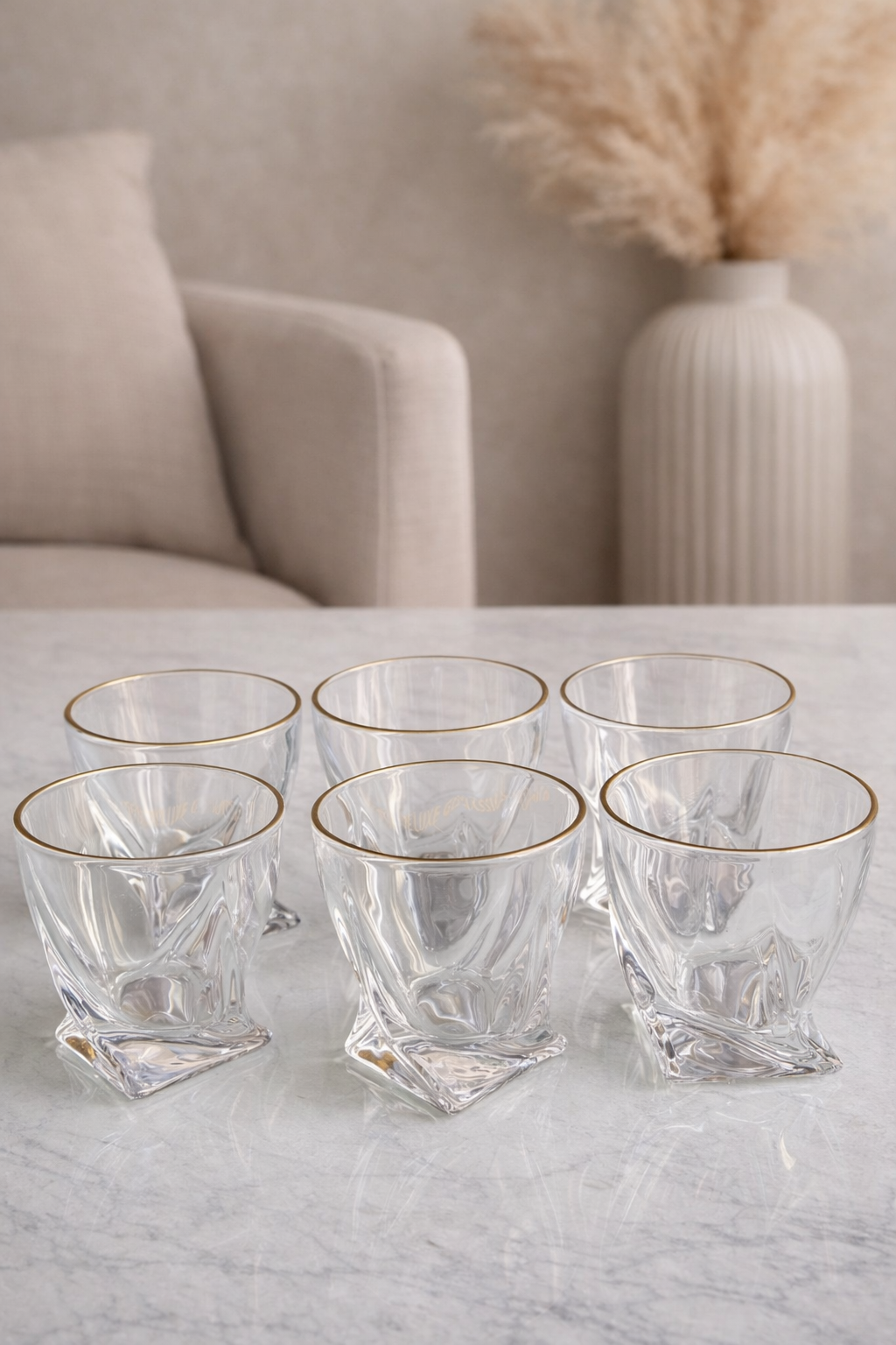 6 Verres en Verre Cristallin – Design Sculpté & Élégance Moderne | Maroc