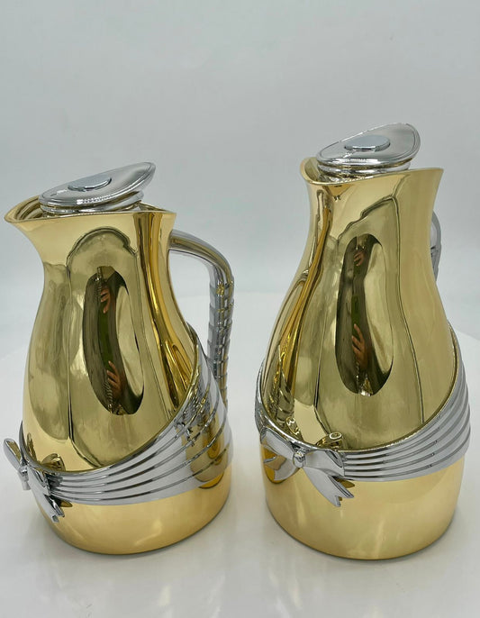 ترمس فاخر ذهبي مزدوج - تصميم ملكي - قطعتان