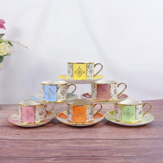 Tasses à Café au Lait Beldi Marocaines – Motifs Traditionnels & Finition Dorée