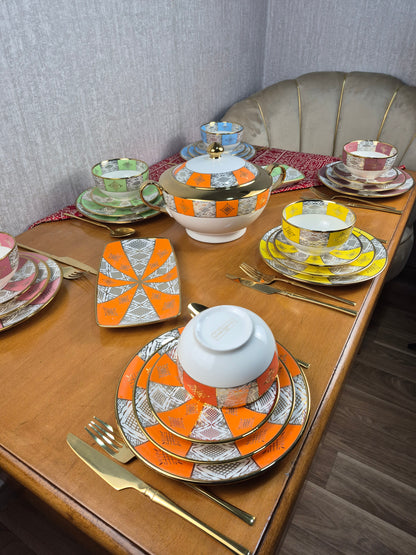 Service De Table Beldi Marocains – 25 Pieces _Motifs Traditionnels & Finition Dorée