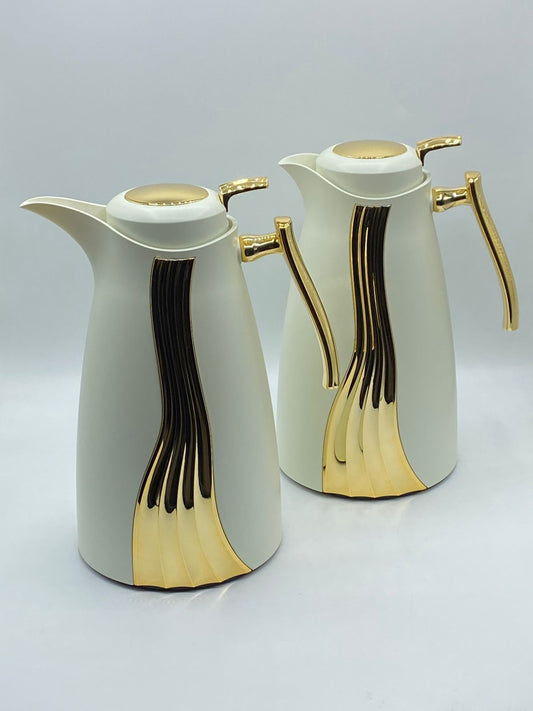 ترمس فاخر مزدوج من الفضة والذهب - تصميم مميز - قطعتان