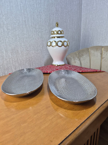 Assiette ovale _ Argenté - Par Unité