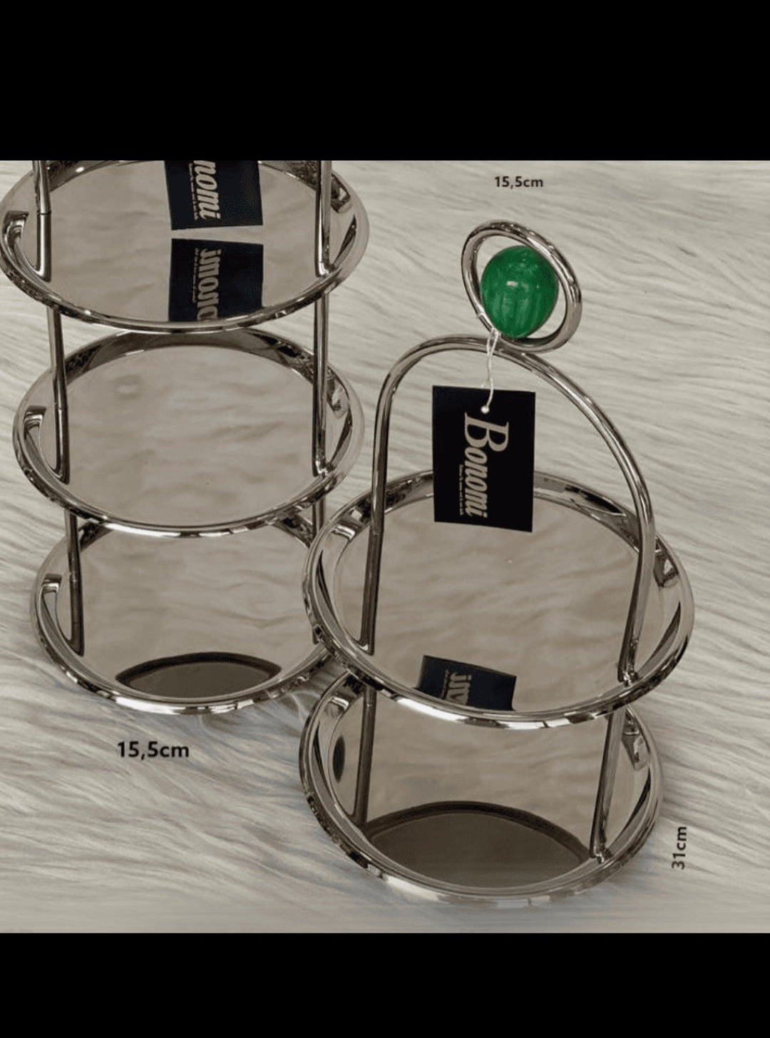 Présentoir à Gâteaux à 2 Étages en Inox – Prestige Émeraude