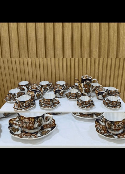 Service à thé/café Taous 7or de 32 pièces – Motif Floral coquille