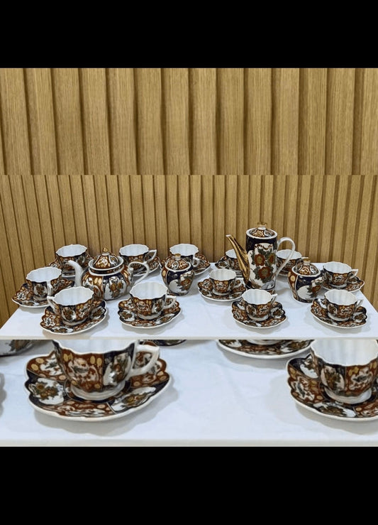 Service à thé/café Taous 7or de 32 pièces – Motif Floral coquille